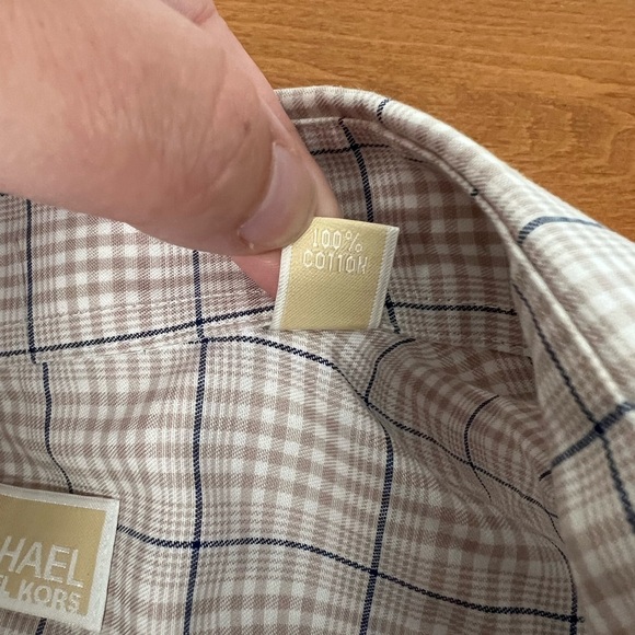 MICHAEL Michael Kors Dress Shirt Button-Up Non Iron Neutral 16 Collar - Picture 9 of 9